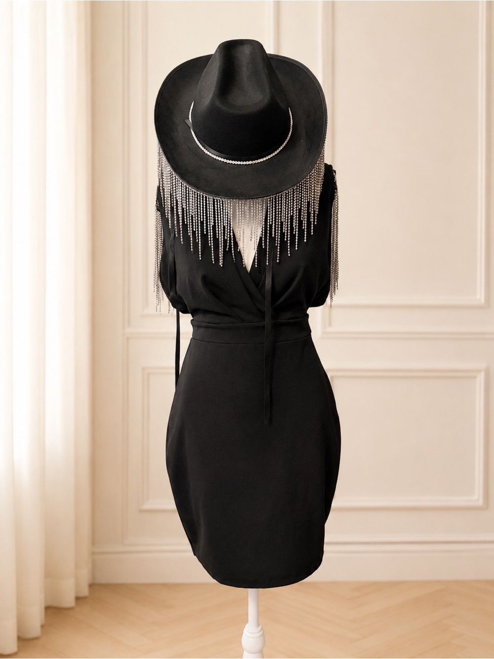*HAT & DRESS* Rodeo Dress + Matching Fringe Cowboy Hat Set | Size Small
